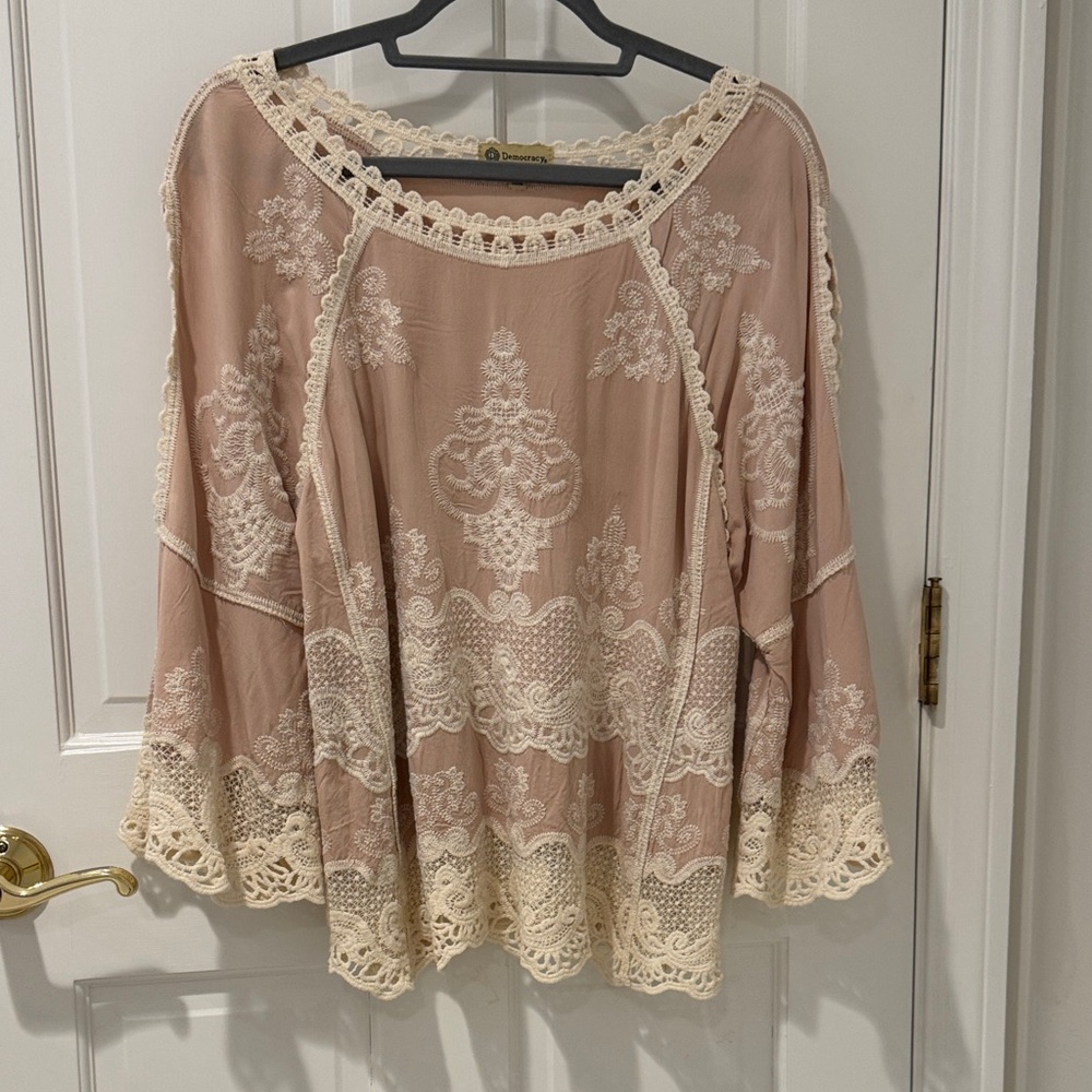 Chic Embroidered Blouse - dusty rose